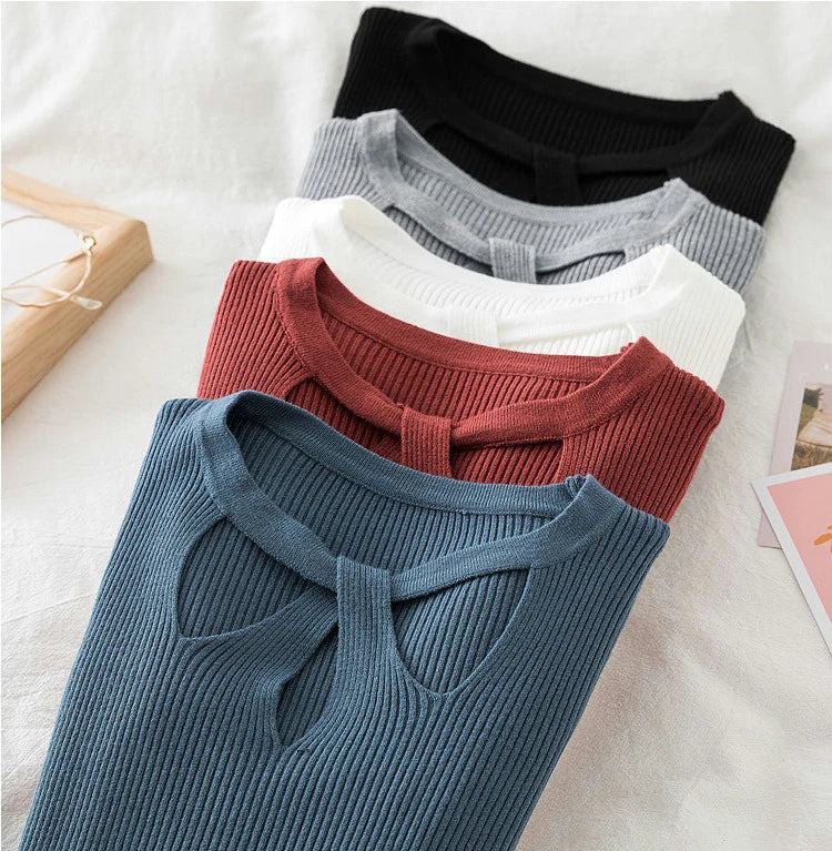 2025 Fashion Hollow Out Women Sweaters Autumn Winter Tops Slim Women Pullover Knitted Sweater Basic Solid Jumper Soft Warm Pull.