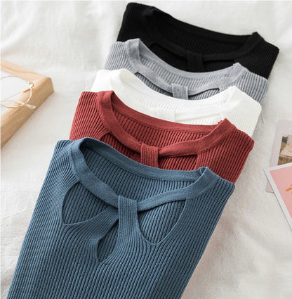 2025 Fashion Hollow Out Women Sweaters Autumn Winter Tops Slim Women Pullover Knitted Sweater Basic Solid Jumper Soft Warm Pull.