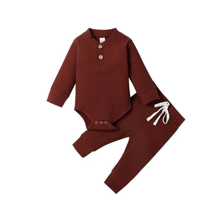 16 Colors Baby Solid Knit Sets Newborn Infant Girls Boys Fall Winter Long Sleeve Romper + Elastic Pants Toddler Outfit 0-24M.