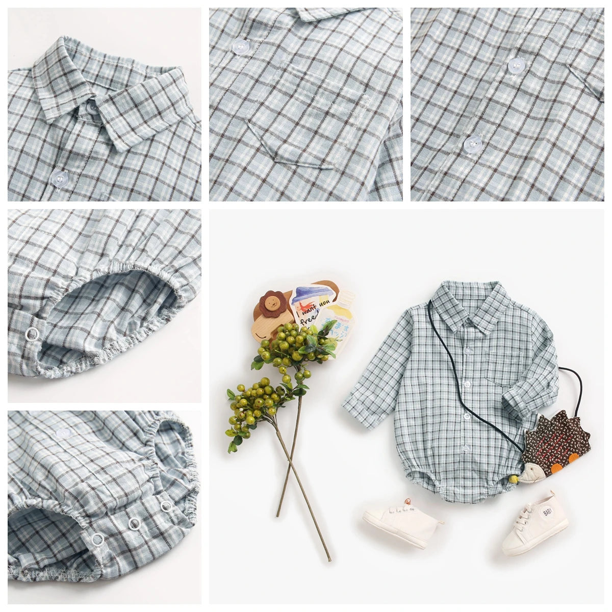 Sanlutoz Plaid Baumwolle Baby Jungen Bodys Langarm Baby Kleidung Mode Neugeborenen Body für Jungen.