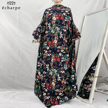 1 Pieces Muslim Hijabs Dress Women's Prayer Garment Dubai Abaya Arab Jibab Islam Flowers Djellaba Femmel Khimar Caftan Clothes