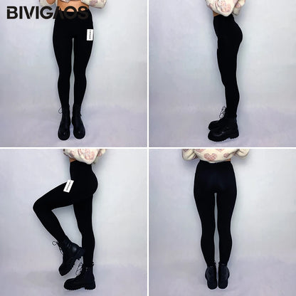 BIVIGAOS Micro Pressure Sharkskin Leggings Women Black Fitness Shaping Hip Lifting Leggings Skinny Slim Sport Workout Leggings.