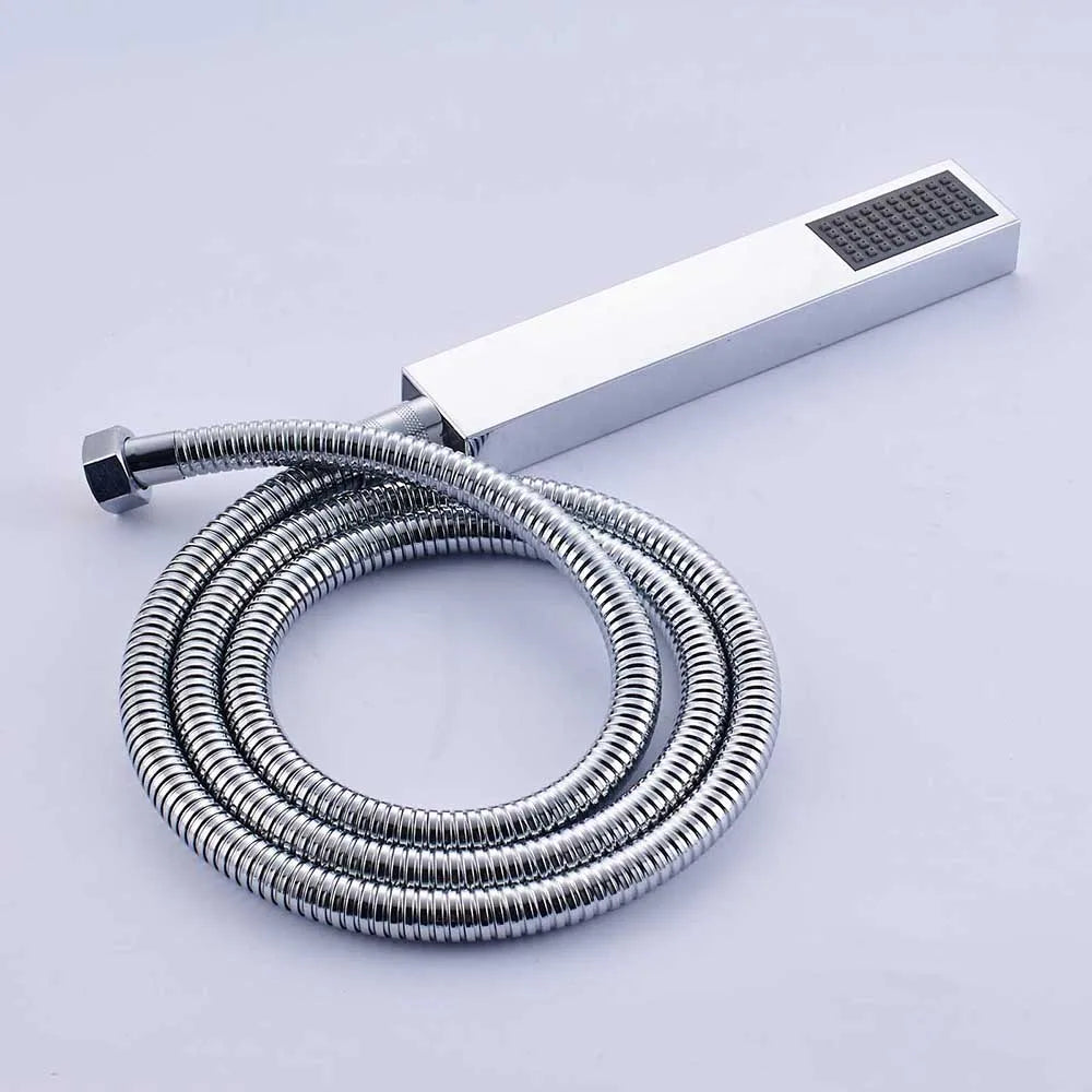 Chrome Rainfall Shower Faucet Set Bathroom Stainless Steel Wall Mounted Concealed 16 Inch Shower System Hot Cold Water Mixer Tap