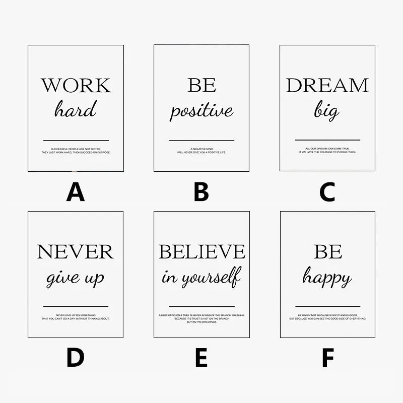 Modern Living Room Simple Decorative Picture Inspirational Wall Art Poster Print Positive Quote Painting on Canvas Home Decor.