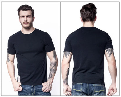 New Summer Men's t-shirt Cotton Solid T shirt Men Causal O-neck Basic tshirt Male High Quality Classical tops.