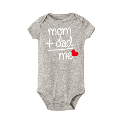 Mom + Dad = Mich Neugeborenen Baby Mädchen Romper Kleinkind Mädchen Jungen Kleidung Ropa Pyjama Strampler Kinder Kurzarm Body urlaub Geschenke.