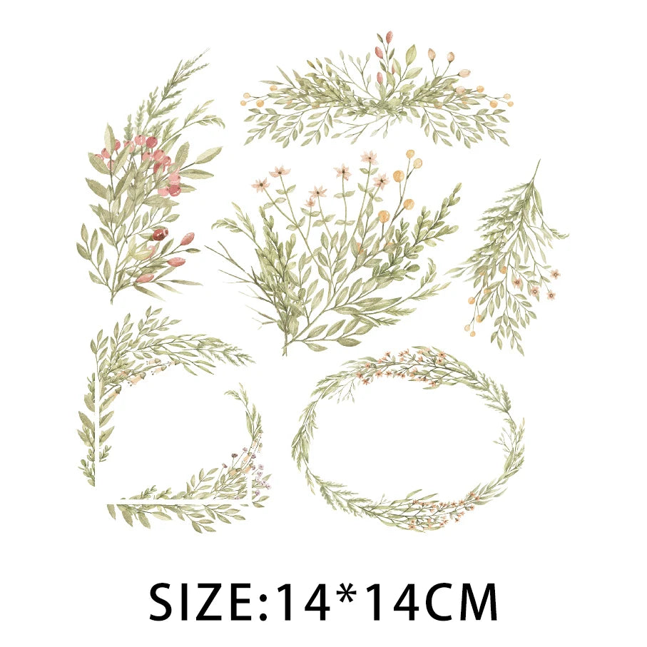 Cartoon Pflanze Blumen Aufkleber Wärmeübertragung PVC Patch Hitzeempfindliche Patches Bügelaufkleber auf Kleidung DIY Applikationen