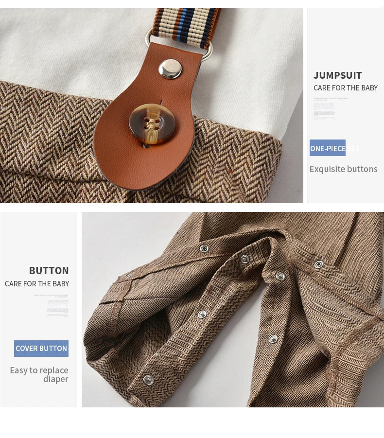 Newborn Boy Formal Clothes Set Infant Boy Gentleman Birthday Romper Outfit With Hat Vest Long Sleeve Infant Jumpsuit Suit Formal.