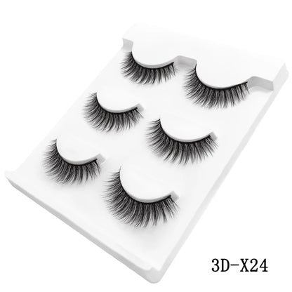 3 Pairs natural false eyelashes thick makeup real 3d mink lashes soft eyelash extension fake eye lashes long mink eyelashes 3d