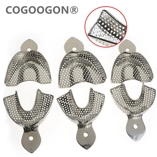 1 Set Dental Lab Equipment L/M/S Size Upper Lower Stainless Steel Impression Trays For Dental Lab.