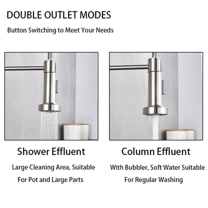 Matte Black Pull Down Kitchen Faucet Chrome Dual Modes Nozzle Hot Cold Water Mixer Crane Tap Brass Spring Kitchen Sink Faucets