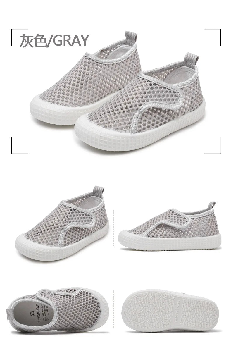 Kids Summer Shoes for Boys Girls Toddlers Children Casual Flats Air Mesh Net Breathable Hollow Cut-outs Sneakers Soft Fashion.