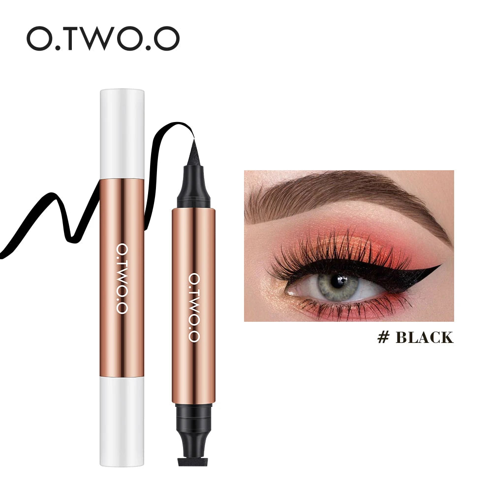 O.TWO.O Eyeliner Stamp Black Liquid Eyeliner Pen Waterproof Fast Dry Double-ended Eye Liner Pencil Make-up for Women Cosmetics.