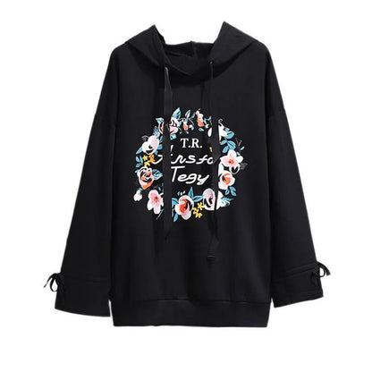 150Kg Plus Größe frauen Frühling Herbst Mit Kapuze Gedruckt Sweatshirt Büste 155cm 6XL 7XL 8XL 9XL 10XL Lange-ärmeln Top Schwarz Weiß