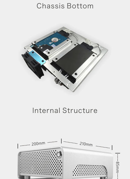 METALFISH MetalGear Plus Aluminum Mini HTPC Case Mini ITX Cases Computer Gaming PC Desktop Case Support DC ATX PSU.