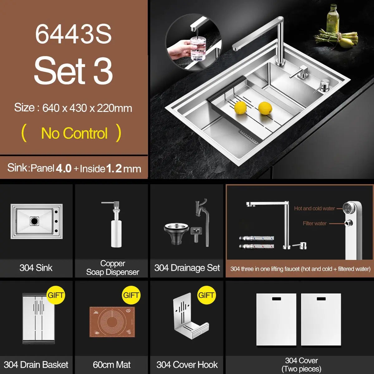 ASRAS New kitchen Sink Double Cover hidden Single Large Size 304 Stainless Steel 4mm Thickness Handmade Brushed kitchen Sink