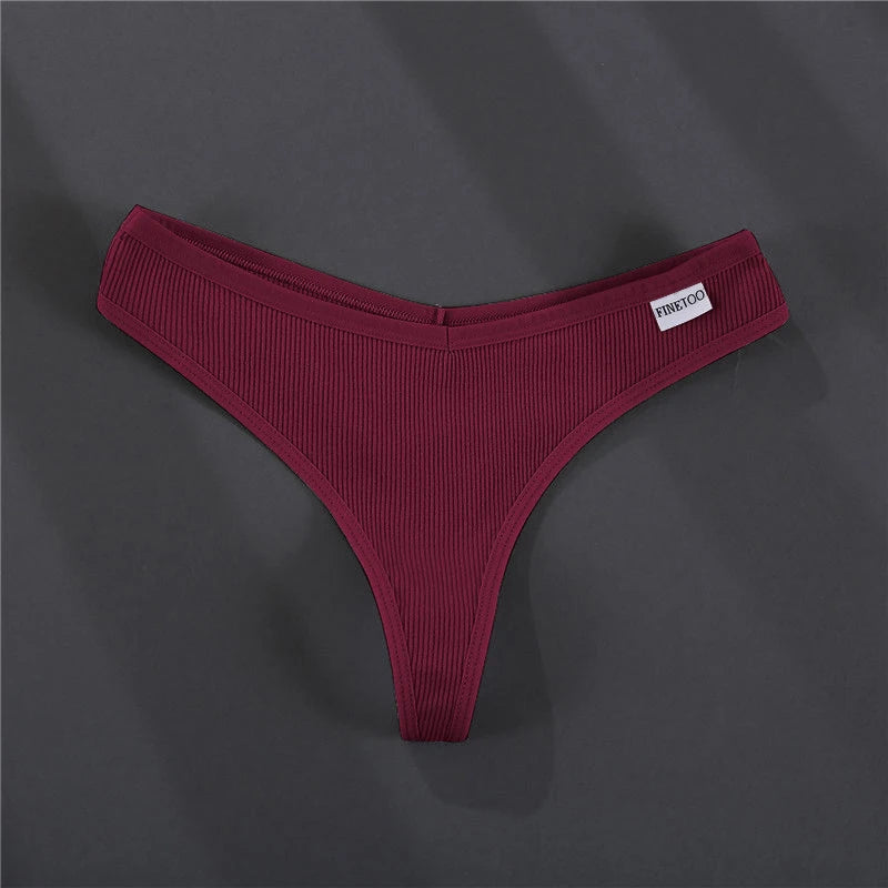 FINETOO 3PCS/Set G-string Panties Cotton Women's Underwear Sexy Panty Female Underpants Thong Solid Color Lingerie T-Back Design