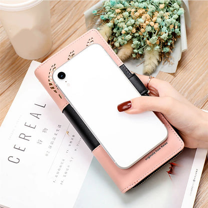 Hollow Leaves PU Leather Women's Long Wallet Fashion Female Coin Purses Hasp Zipper Clutch ID Credit Card Holders Money Bag Clip