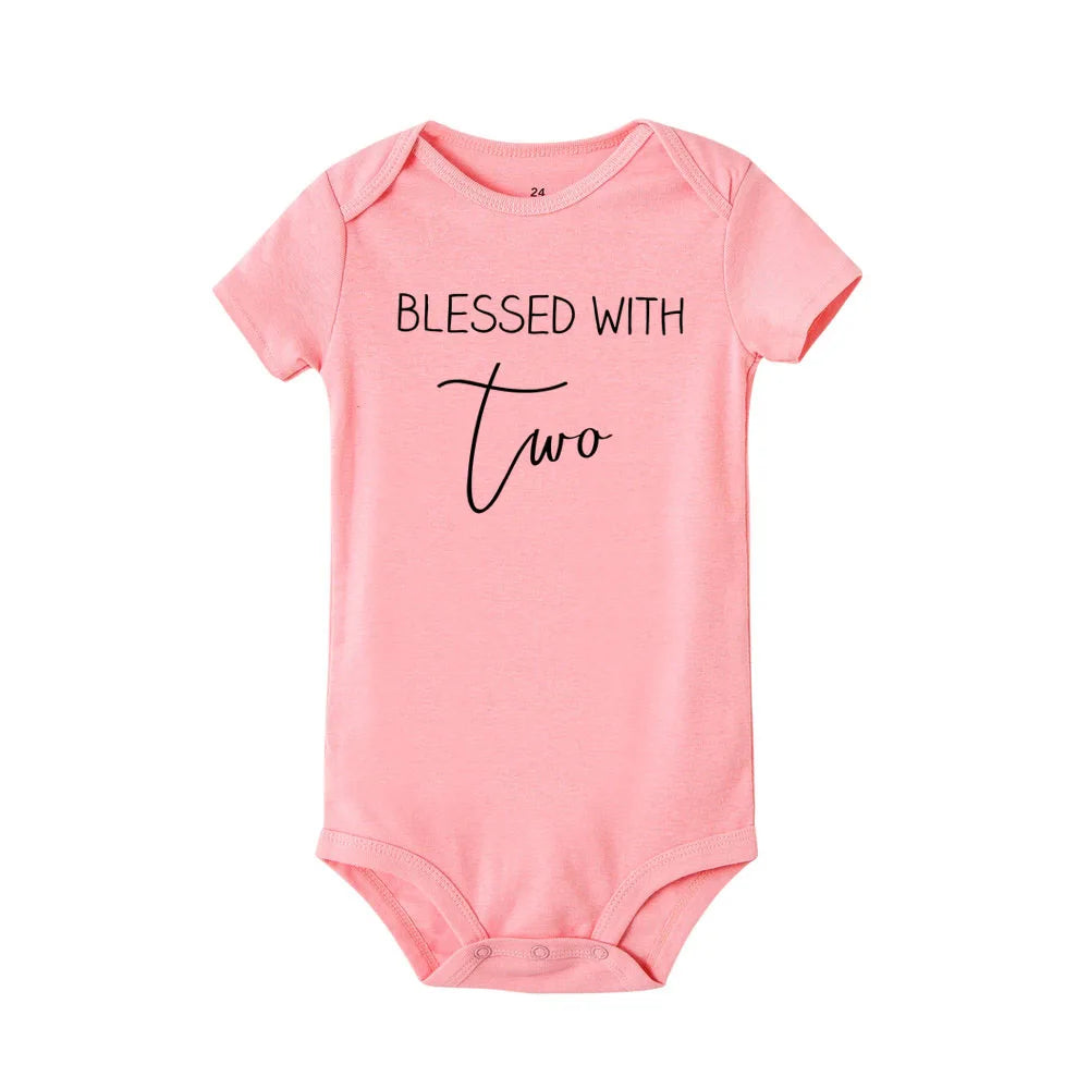 Gebet für einen gesegneten Zwei Zwillinge Baby Body Neugeborenes Baby Kurzarm Kleidung Ropa Kleinkind Mädchen Outfits Zwillinge Geschenk.