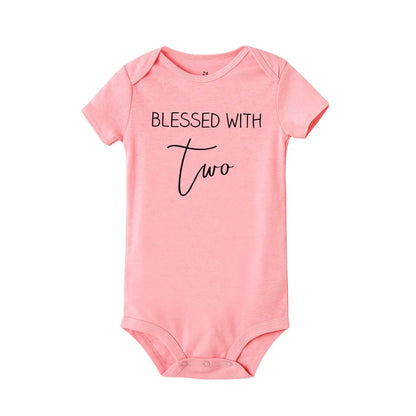 Gebet für einen gesegneten Zwei Zwillinge Baby Body Neugeborenes Baby Kurzarm Kleidung Ropa Kleinkind Mädchen Outfits Zwillinge Geschenk.