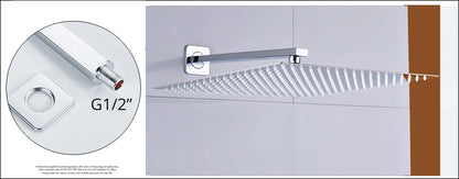 Chrome Rainfall Shower Faucet Set Bathroom Stainless Steel Wall Mounted Concealed 16 Inch Shower System Hot Cold Water Mixer Tap