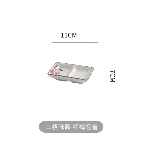 Japanese Style Set Tableware Cuisine Restaurant Commercial Retro Plate Rectangular Ceramic Net Red Tray Sushi Plate Dish.