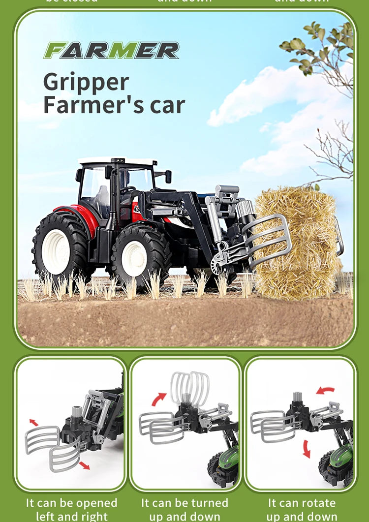 Remote Control Tractor RC Farm Truck Car Trailer 2.4G Farming Simulator Truck Miniature Farm Vehicle Toys Model Children Boy.