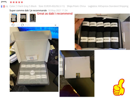 Box Pack Men's Cotton Socks 10Pairs/Box Black Business Men Socks Soft Breathable Summer Winter for Man Boy's Gift Size EUR39-45.