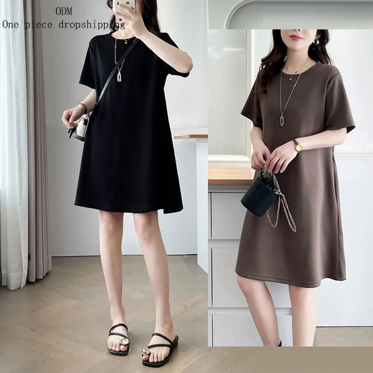 New Summer Style XL-4XL Plus Size Women's Dress Versatile and Fashionable with Elastic Waist Slimming and Loose Fit