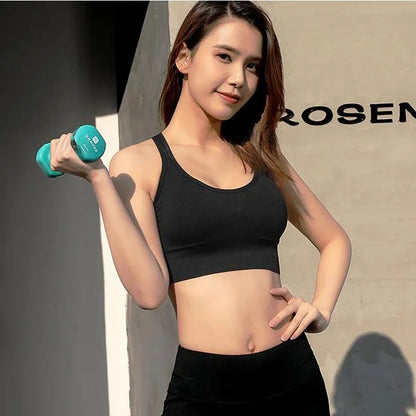 Shockproof Quick Dry Sports Bra Women Padded Gather Yoga Bra Push Up Gym Running Bra Seamless Workout Fitness Bra Top.