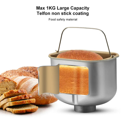 Biolomix Stainless Steel 1KG 19-in-1 Automatic Bread Maker 650W Programmable Bread Machine with 3 Loaf Sizes Fruit Nut Dispenser.