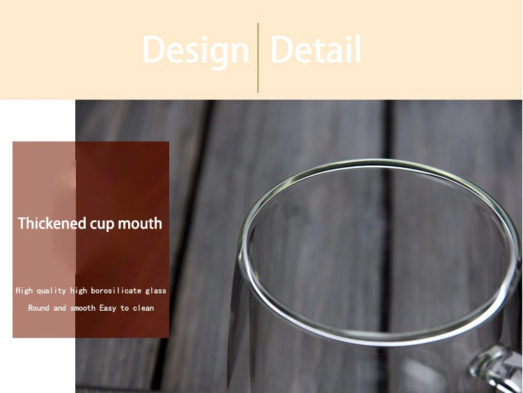 1-6PCS 80-450ML Heat Resistant Double Wall Tea Glass Cup Beer Coffee Handmade Creative Cold Beverage Transparent Drinkware Set.