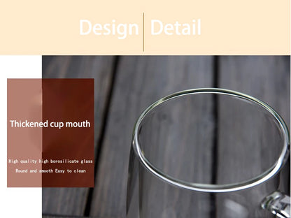 1-6PCS 80-450ML Heat Resistant Double Wall Tea Glass Cup Beer Coffee Handmade Creative Cold Beverage Transparent Drinkware Set.