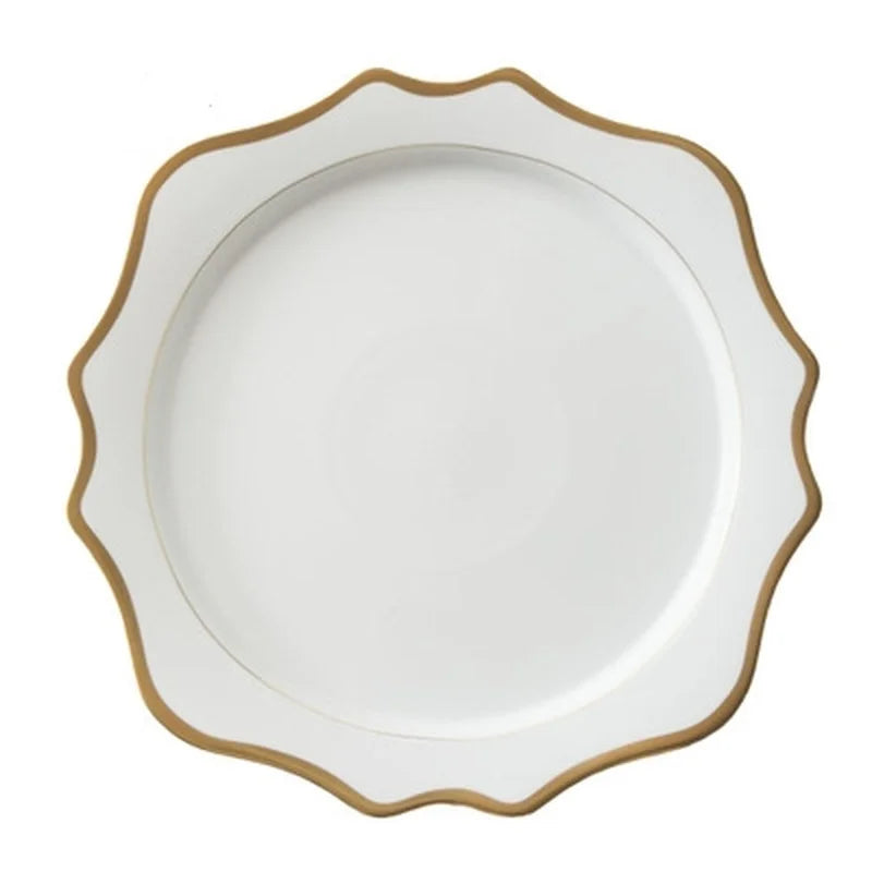 Multi Size Nordic Phnom Penh White Sun Flower Ceramic Plate Set Restaurant Wedding Household Bone China Western Steak Salad Dish.