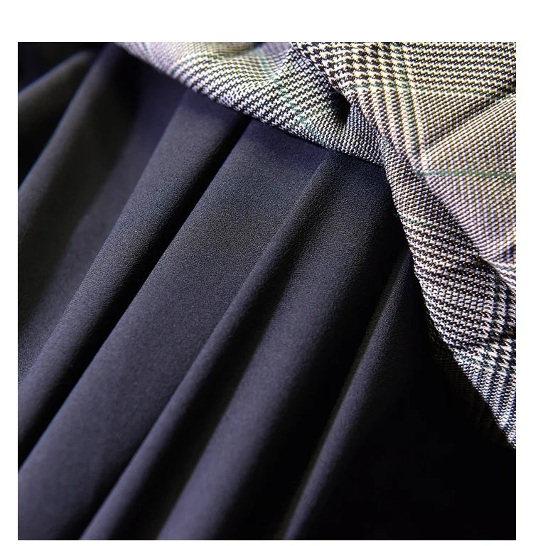 Looks Thin Pleated Skirt 2025 New High Waist A-line Skirt Mid-length Big Size Plaid Skirt Long Pleated Skirt Length 75-90cm