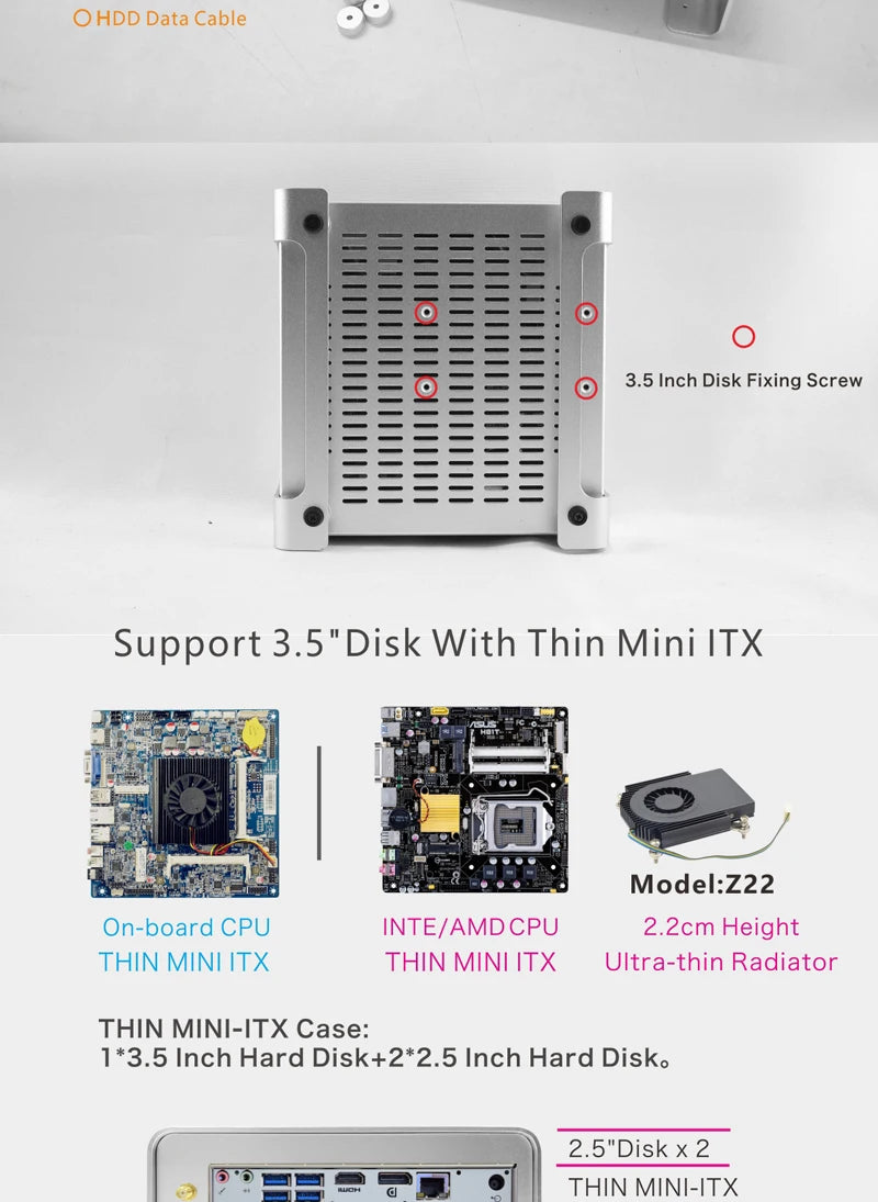 METALFISH MetalGear Plus Aluminum Mini HTPC Case Mini ITX Cases Computer Gaming PC Desktop Case Support DC ATX PSU.