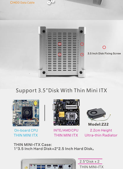 METALFISH MetalGear Plus Aluminum Mini HTPC Case Mini ITX Cases Computer Gaming PC Desktop Case Support DC ATX PSU.