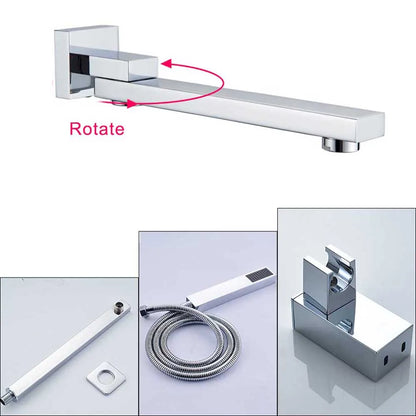 Chrome Rainfall Shower Faucet Set Bathroom Stainless Steel Wall Mounted Concealed 16 Inch Shower System Hot Cold Water Mixer Tap