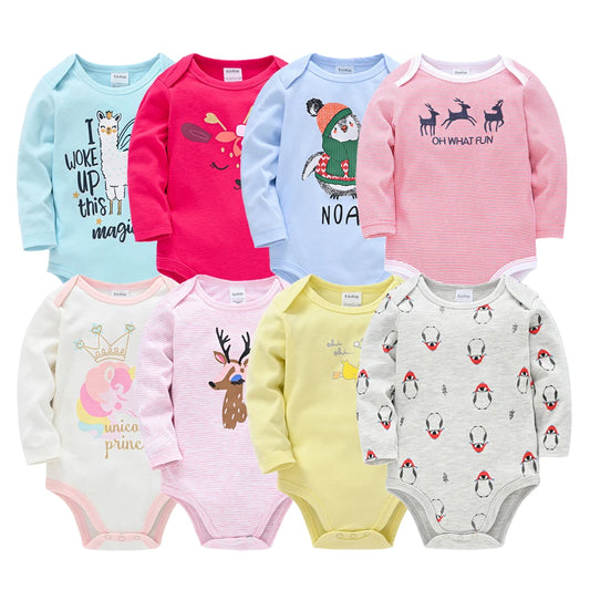 6 Stück 3 Stück Kavkas Baby-Body für Jungen und Mädchen, langärmelig, 100 % Baumwolle, Babykleidung, 0–12 Monate, Neugeborenen-Körper, Bebe-Overall-Kleidung