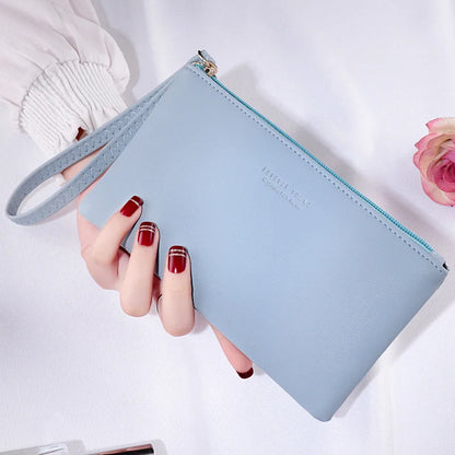 New mobile phone bag female long zipper coin purse female Korean version of pure color wild card bag mobile phone bag wallet