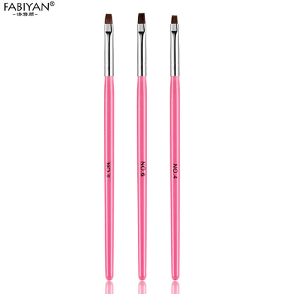 7 Size Nail Art Brush Flat Acrylic Drawing Pen UV Gel Polish French Design Painting Extension Coating Tools Set Manicure.