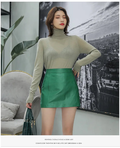 Sheepskin Leather Skirt Women 2024 Fashion New High Waist Skirt Spring Autumn Slim Mini Skirt Genuine Leather Shorts Boots Y2k.