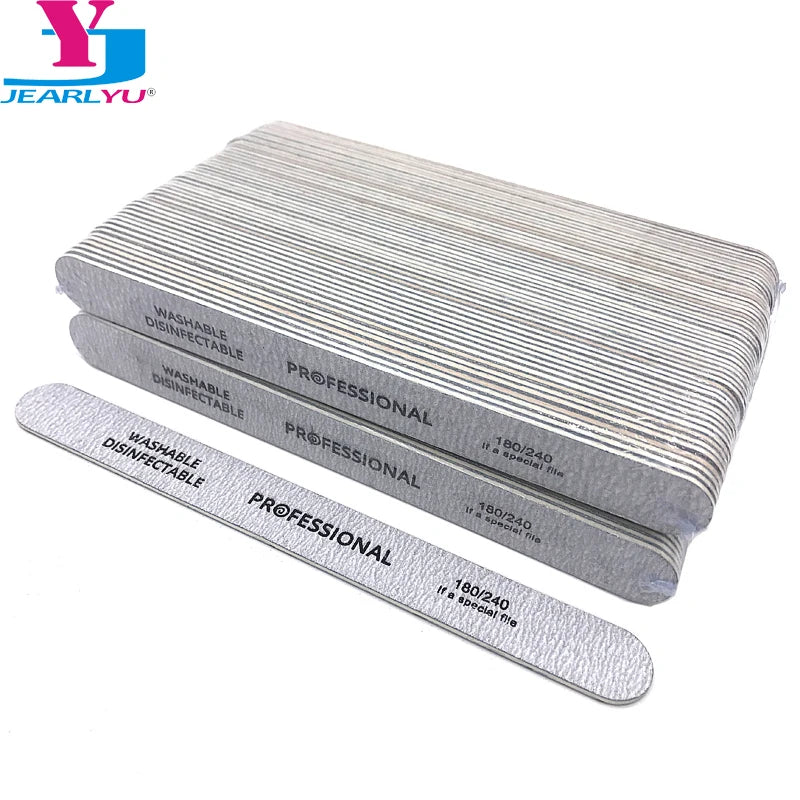 100pcs Professional Wooden Nail File Emery Board Strong Thick 180/240 Grit for UV Gel Polish Manicure Acrylic Supplies Tool Set.