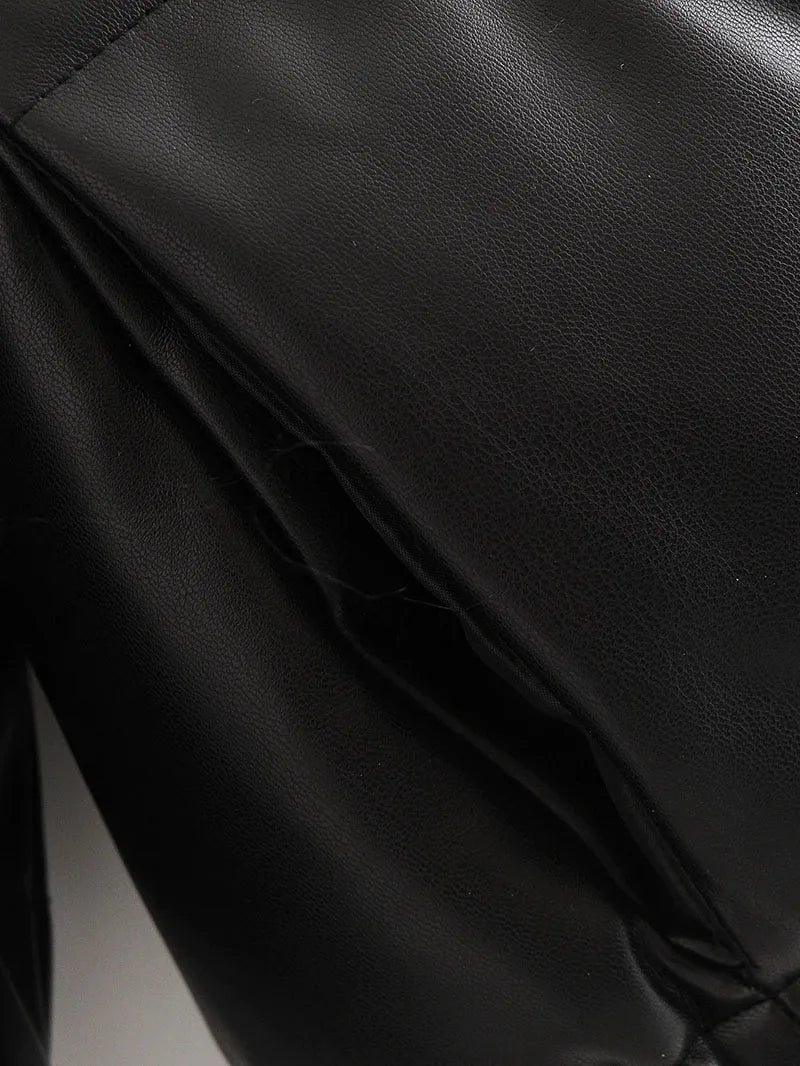 Winter frauen Jacke Dicke Warme Kurze Parka Schwarz Pu Leder Mäntel Frau Parkas Elegante Zipper Baumwolle Jacken Mantel Weibliche neue