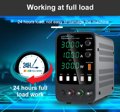 Wanptek Adjustable DC Power Supply 30V 10A LED Lab Bench Power Source Stabilized Switch Power Supply Voltage Regulator 60V 5A