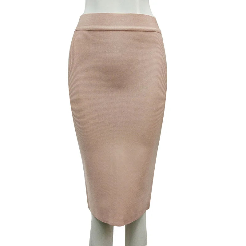 16 Colors High Quality Tight Pink Green Black Rayon Knee Length Bandage Skirt Night Club Party Skirt.