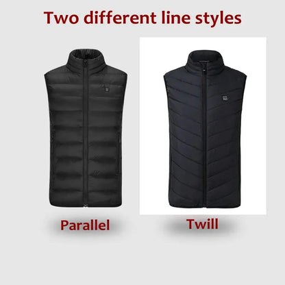 Men USB Infrared 17 Heating Areas Vest Jacket Men Winter Electric Heated Vest Waistcoat For Sports Hiking Oversized 5XL.