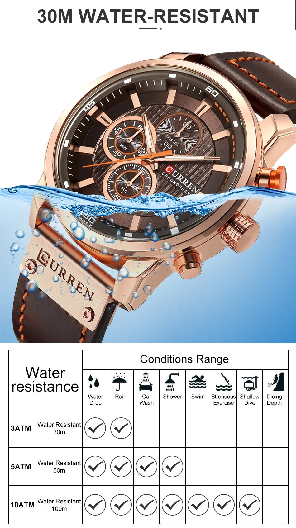 CURREN Brand Watch Men Leather Sports Watches Men's Army Military Quartz Wristwatch Chronograph Male Clock Relogio Masculino.