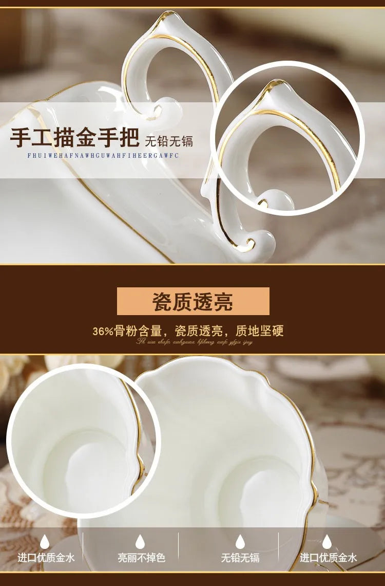Bone China Coffee Set Europe Porcelain Tea Set Simple Ceramic Pot Creamer Sugar Bowl Teatime Teapot Coffee Cup Mug Coffeeware.