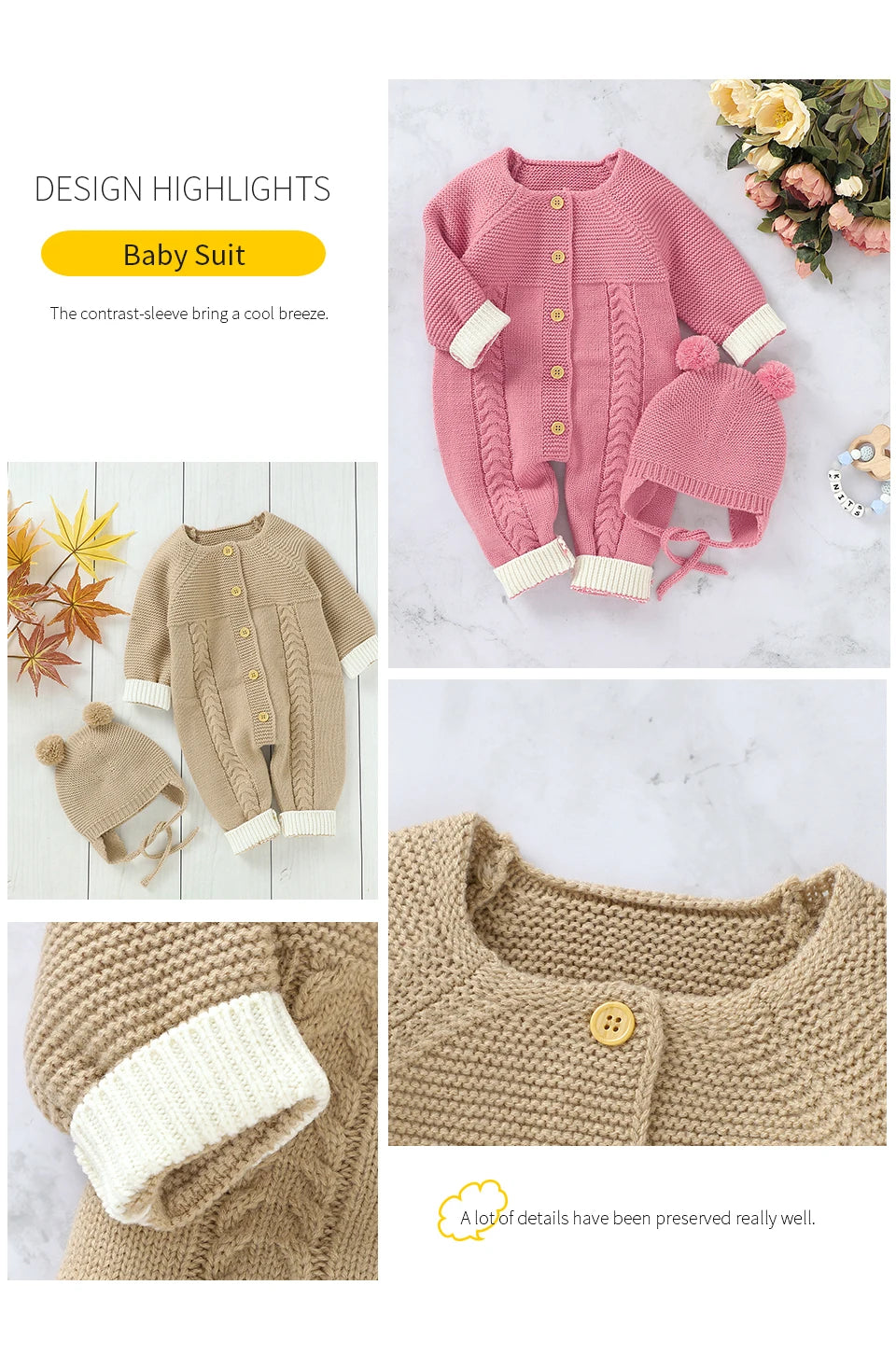 Baby Body Long Sleeve Strick Infant Kinder Unisex Overalls Kleidung Herbst Kleinkind Junge Overalls Ein Stück Kleinkind Mädchen Overall.